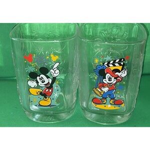 VTG Walt Disney World EPCOT Center 2000 McDonalds 2 Commerative Glasses 16 OZ